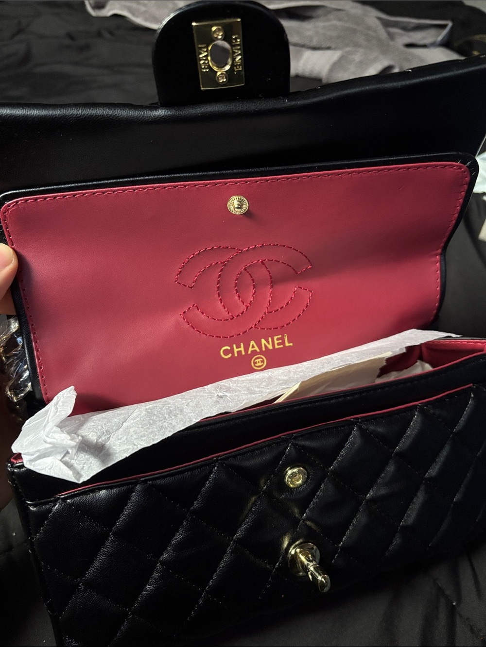 CHANEL Black Quilted Shoulder Bag with Gold Hardware - Picture 3 of 3